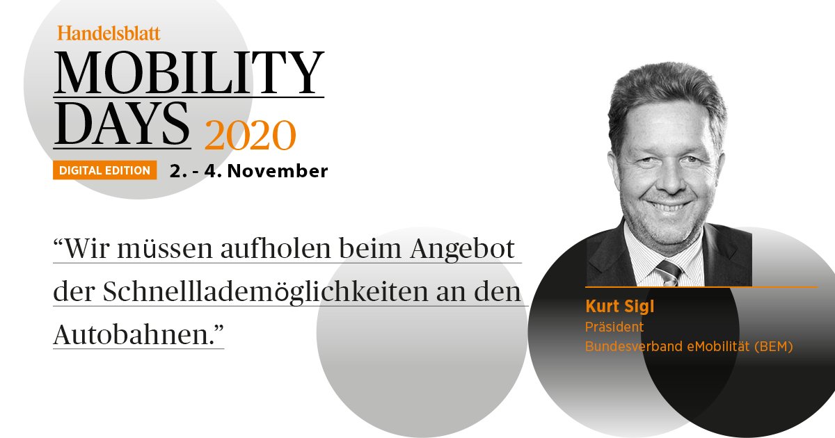 "Wir müssen aufholen beim Angebot der Schnelllademöglichkeiten an den Autobahnen."

Kurt Sigl, Präsident <a href="/eMobilitaet_BEM/">BEM</a>, in seiner ANALYSE "Tankst Du noch oder lädst Du schon? Zum Stand der Elektromobilität in Deutschland" bei den Handelsblatt Mobility Days 2020. #HBAutogipfel