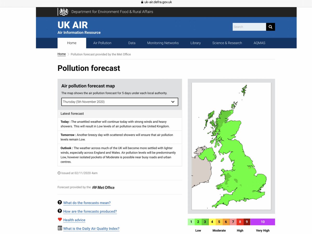 5/... Monday morning 2/11 (Day 5) | Trusted  @CopernicusECMWF warns of massive particle  #AirPollution starting by Wednesday worsening sharply on Thursday. Meanwhile,  @metoffice  @DefraGovUK model shows nothing ie LOW #BanBonfires  #BanFireworks  #SaveLives  http://macc-raq-op.meteo.fr/index.php?category=ensemble&subensemble=epsgrams&date=LAST&city=London