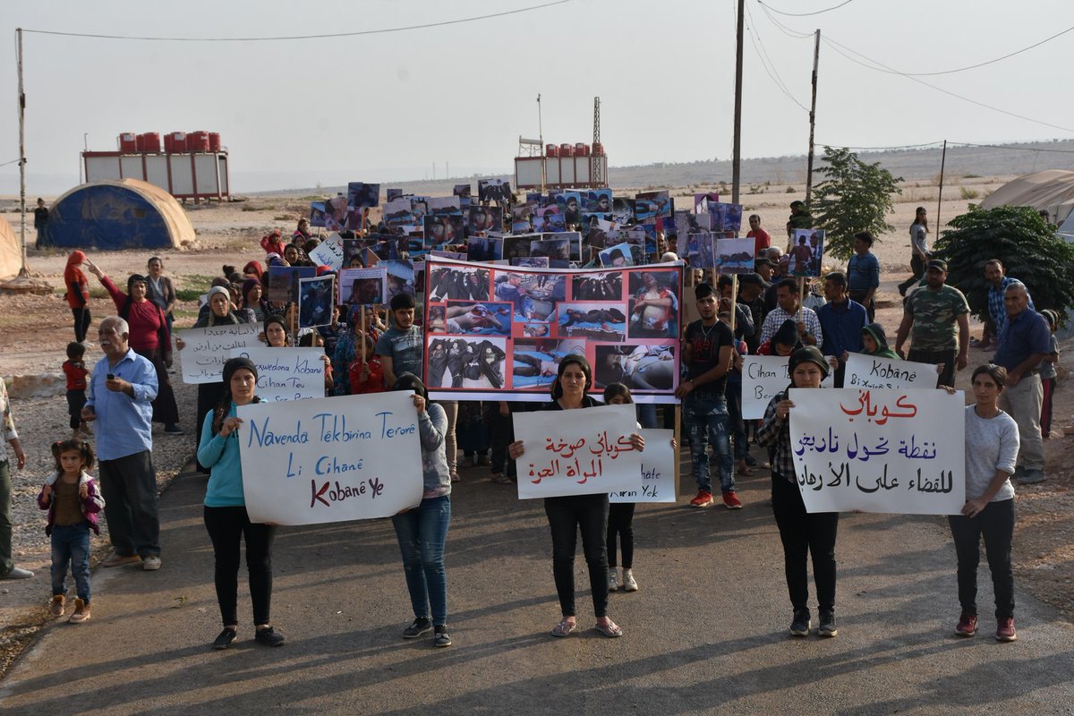  #WorldKobaneDay also in  #Efrîn (in Şehba), Rojava!'Everything began in  #Kobanê' , it will continue with the liberation of the occupied areas, and until the democratic peoples around the world liberate themselves.Together we  #RiseUpAgainstFascism ! #RiseUp4Rojava