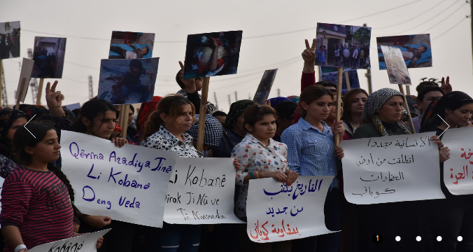  #WorldKobaneDay also in  #Efrîn (in Şehba), Rojava!'Everything began in  #Kobanê' , it will continue with the liberation of the occupied areas, and until the democratic peoples around the world liberate themselves.Together we  #RiseUpAgainstFascism ! #RiseUp4Rojava