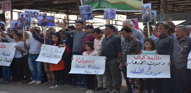  #WorldKobaneDay also in  #Efrîn (in Şehba), Rojava!'Everything began in  #Kobanê' , it will continue with the liberation of the occupied areas, and until the democratic peoples around the world liberate themselves.Together we  #RiseUpAgainstFascism ! #RiseUp4Rojava