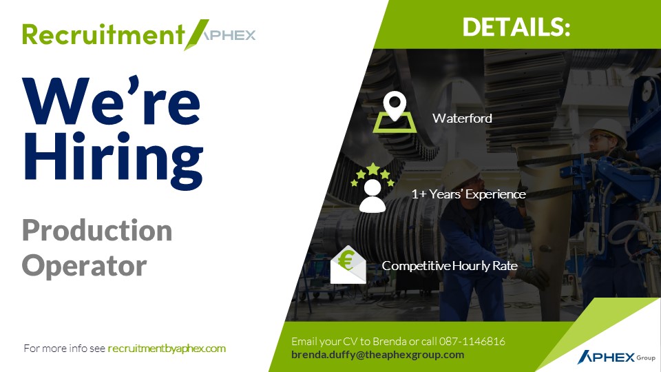 Lots of excellent new roles in over the weekend so if you're thinking of a move, now is definitely the time! 🙌

Production Operator wanted in #Waterford

You must be available to start November 16th and have previous production experience

ow.ly/58jb50C77FV

#irishjobs