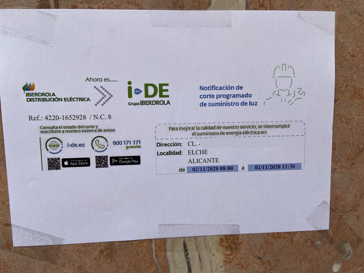 Esta mañana muchas calles del centro de #Elche tienen un corte de luz programado.