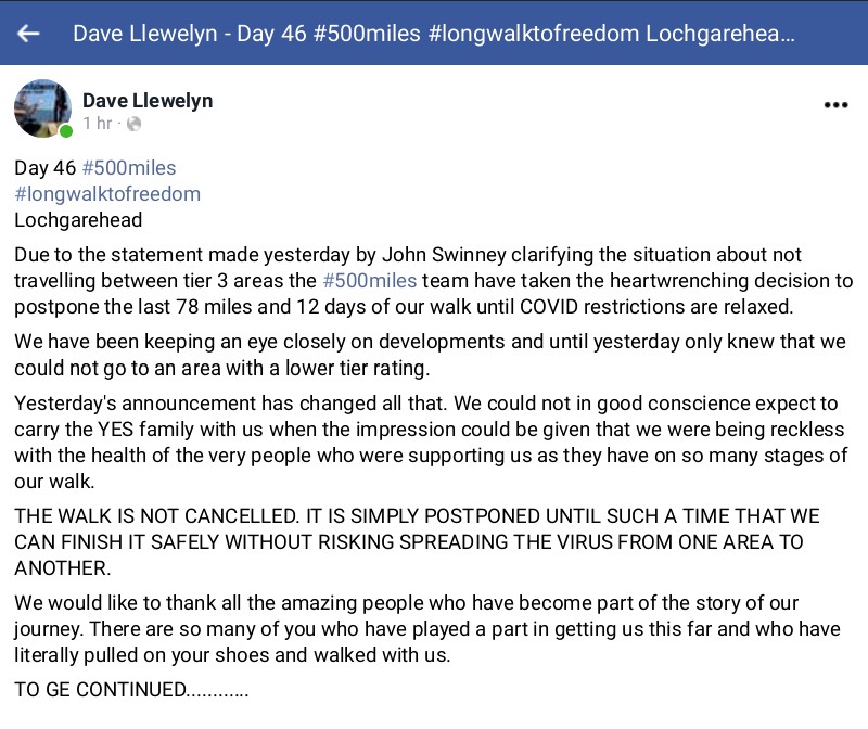 65. Virtue-signalling fakery. Today's walk isn't cancelled. They vowed to march on Faslane Nuclear Submarine Base today, regardless of the new covid restrictions. Can someone give the powers that be a heads up? #flagbotherers4indy
