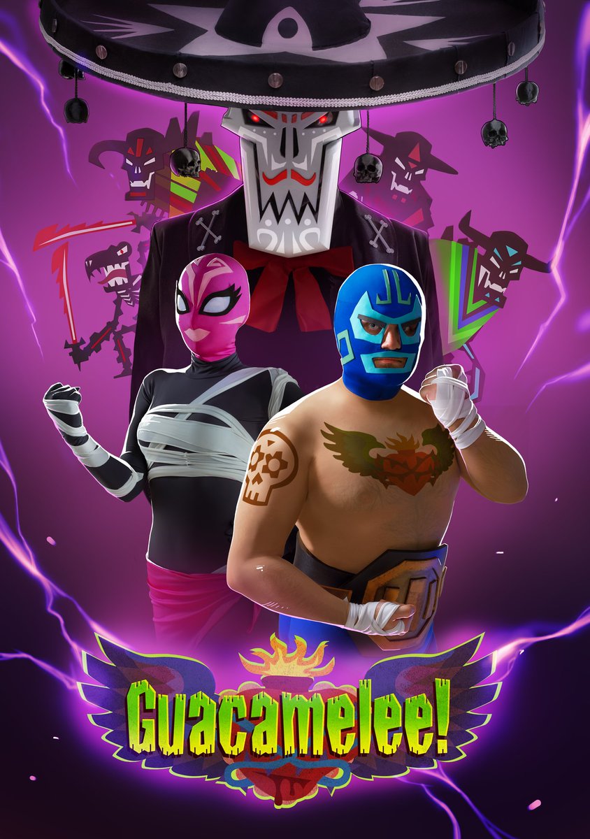 AstarothCrafts's tweet photo. CARLOS CALACA is back in the world of the living!

Carlos: me
Tostada: @VicontD
Juan Aguacate: eldeas_cosplay (instagram)
Ph: @Gargoulesaurus 
Fx: _rage_image_ (instagram)

#guacamelee #cosplay #dayofthedead #diademuertos #diadelosmuertos #luchalibre https://t.co/6u3VJ9apbx