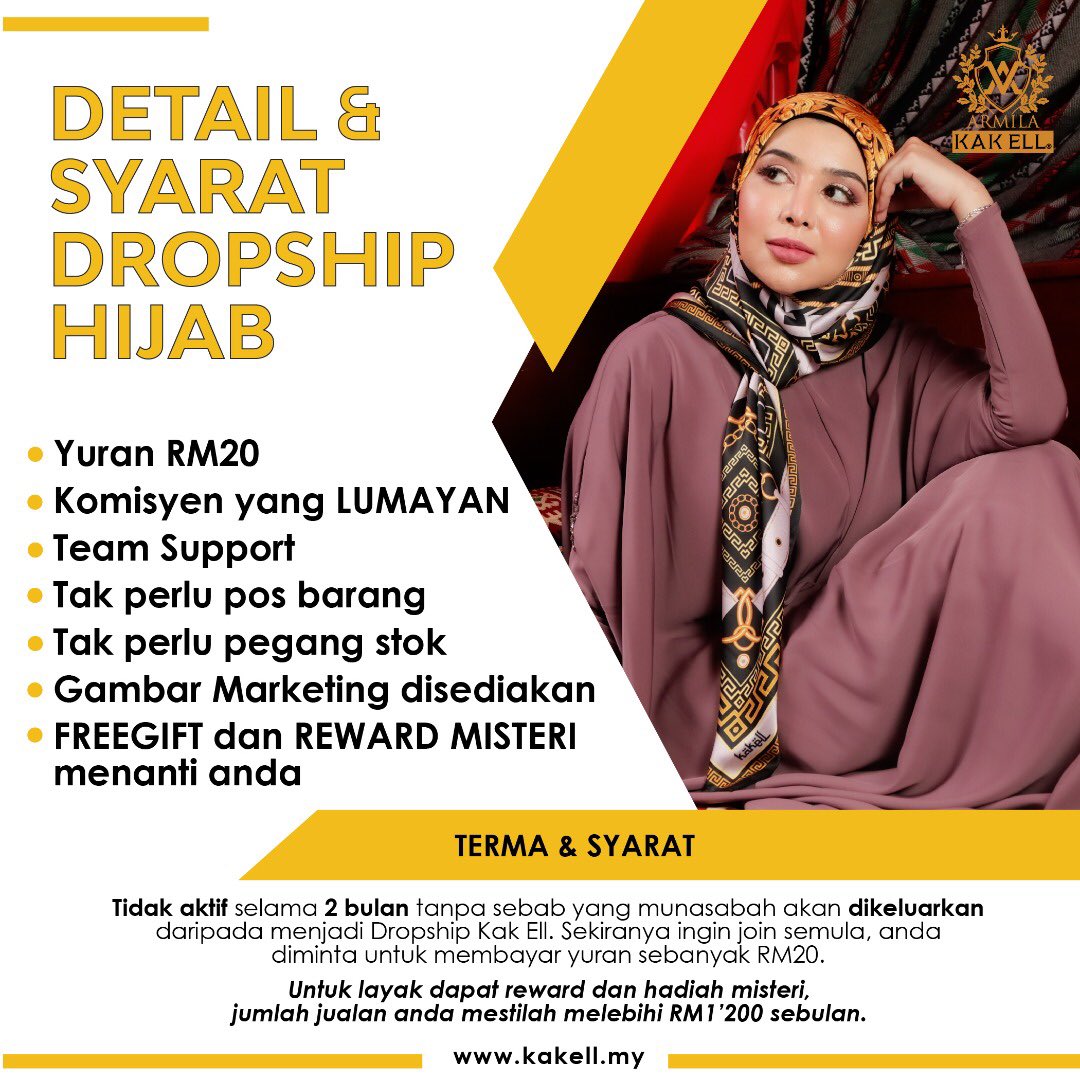 KakEllHQ's tweet photo. Hi kesayangan Kak Ell🥰 Hari yang chuols nanti-nantikan. Kalini Kak Ell ada buka tawaran yang special untuk chuolss tau. Tawaran untuk jadi Dropship Kak Ell! 

✅ Yuran yang sangat rendah
✅ Komisyen yang lumayan
✅ Hadiah dan reward yang menarik https://t.co/eMDdAdOAab