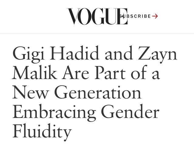 This was the original title of the interview and this is what Gigi said in it. This is coming from cisgender and straight woman, someone who never faced a problems while experimenting with clothing or self identity like many trans people including me do every day.