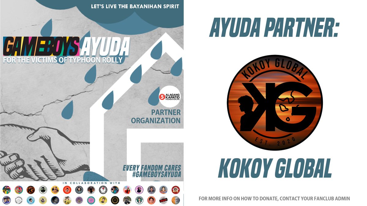 gameboys_ph's tweet photo. Let's live the bayanihan spirit!
The Gameboys Fandom unites for one cause: GAMEBOYS AYUDA
for the victims of Typhoon Rolly

Ask your Ayuda Partner @kokoy_global for more info on how to donate.

EveryFandomCares
#GameboysAyuda https://t.co/HDycPbXITU