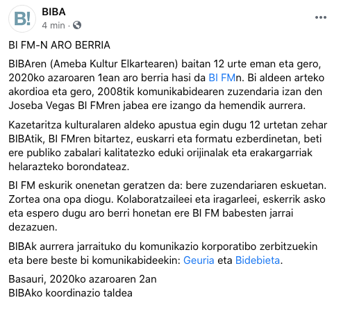 Biba_eus's tweet photo. Nueva etapa en @bifm-n aro berria. https://t.co/OrQCKrb1jT