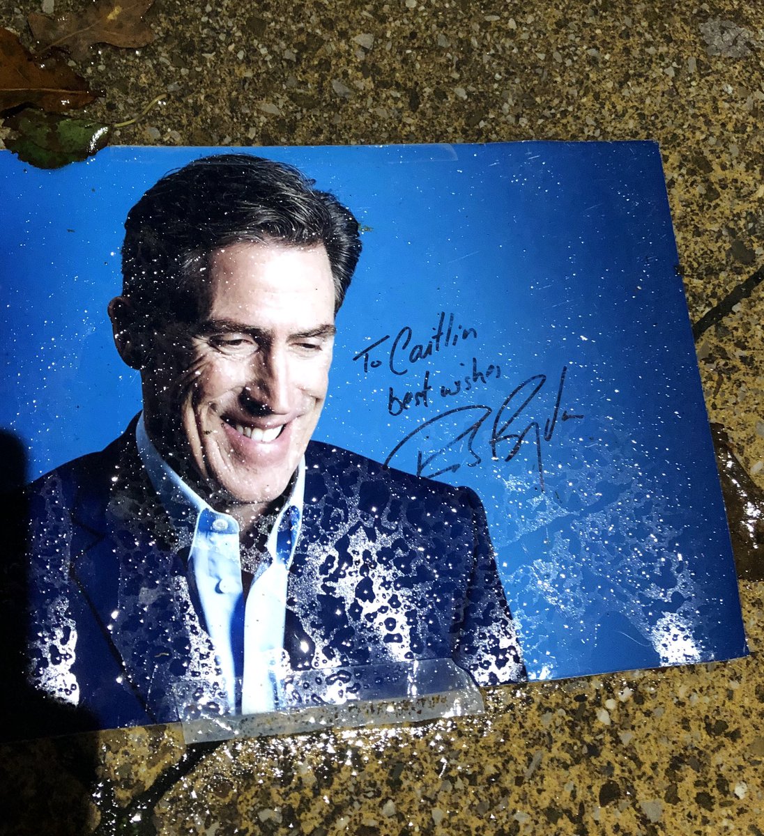 zombiekillinmum's tweet photo. @RobBrydon what’s did you do to upset Caitlin to end up in puddle outside Morriston Hospital in Swansea? https://t.co/D5v5cYNiJH