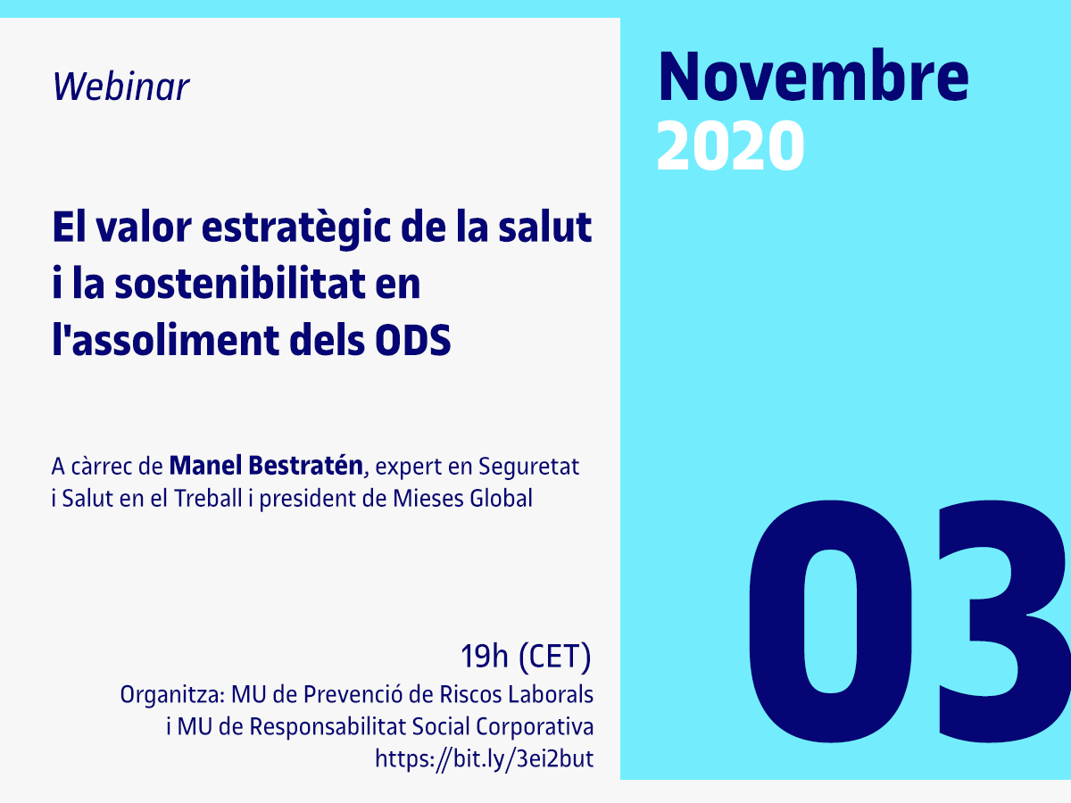 🆕 #Webinar sobre l'aprofitament dels valors estratègics de la Salut i la Sostenibilitat per al compliment dels #ODS 

👥 Amb <a href="/augustcorrons/">August Corrons</a> i Manel Bestratén <a href="/MiesesGlobal/">MIESES Global</a>

📅 Dimarts 3/11 a les 19h (CET)

▶️ bit.ly/3ei2but