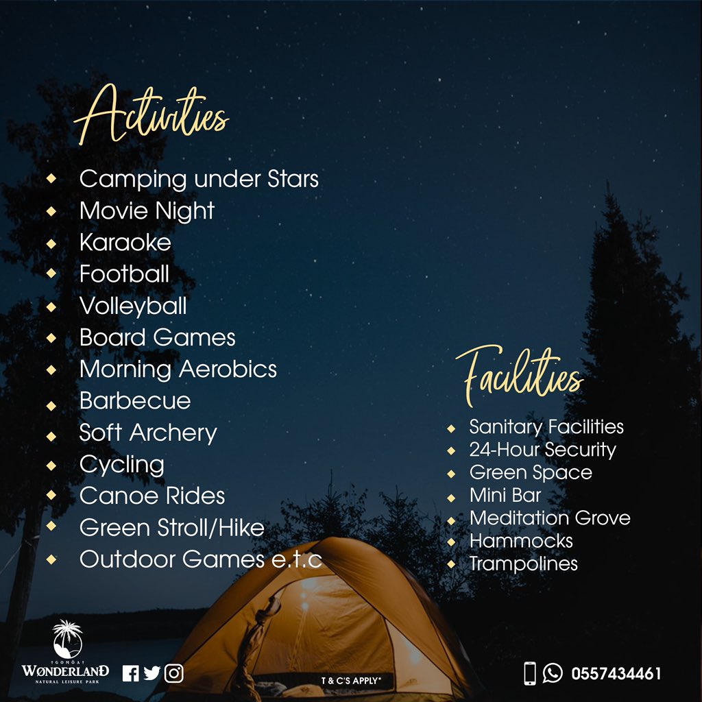 mr_jabben's tweet photo. Back to the matter people!!!! Lets go camping at @GomoaWonderland . All the fun and good vibes you can think of. Just DM ⛺️🕺🏾🔥🎥 https://t.co/JCncmT1WA1