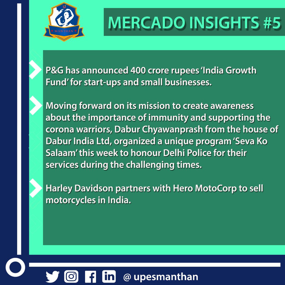 ManthanUpes's tweet photo. Presenting our 5th series of Mercado Insights.🤩 

#marketing #Manthan #manthancares #marketingstrategy #branding #mercado #manthannews #mondaymanthan #marketingnews #news https://t.co/LVlg3a4fdm