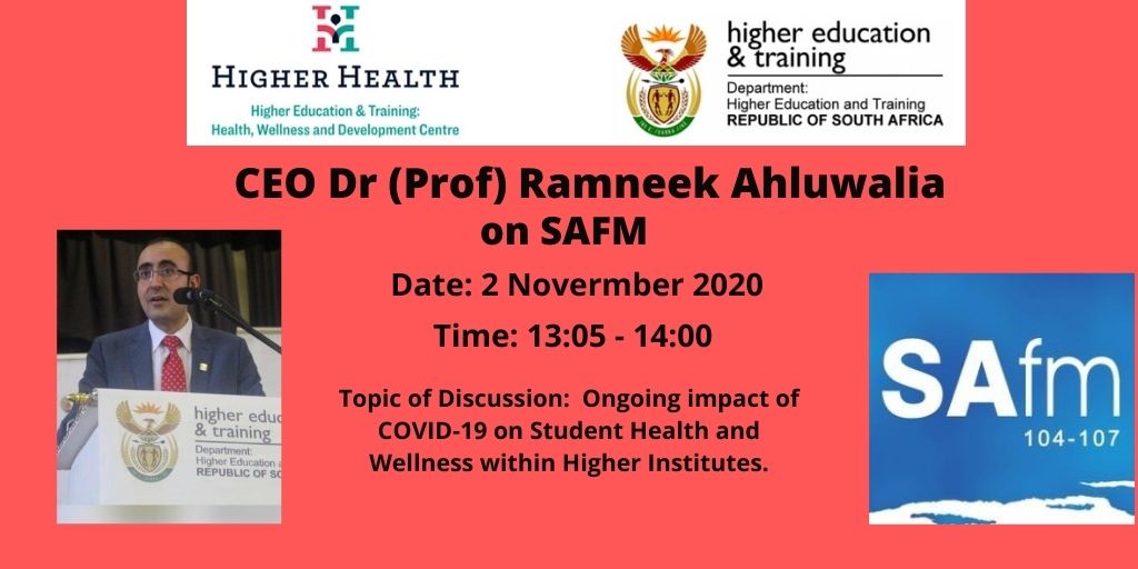 HigherHealthSA's tweet image. #InterviewAlert
#higherhealthatwork
#COVID19
catch @RamneekHH on @SAfmRadio , topic on Ongoing impact of COVID-19 on student health and wellness.