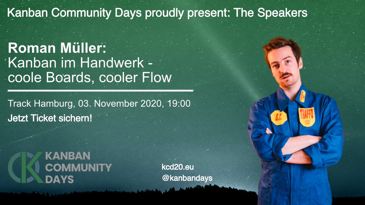 KanbanDays's tweet photo. Schon morgen auf den #kcd20: Roman Müller mit einem Talk über #goldeneshandwerk und wie das mit #kanban funktioniert. Jetzt Ticket sichern und für nur 29€ gleich vier Abende im November an der #Konferenz teilnehmen! https://t.co/6In1zMvdmZ https://t.co/EVPpDPUBFT