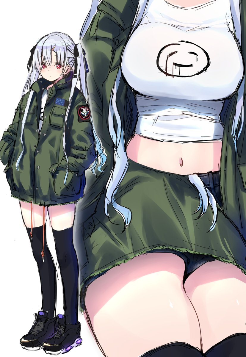 「ミリタリージャケット着てる女の子とかスキ・・・ブカブカの男物だとなおスキ・・・ 」|ウロ@あゆむ&ちひろ本販売中！のイラスト