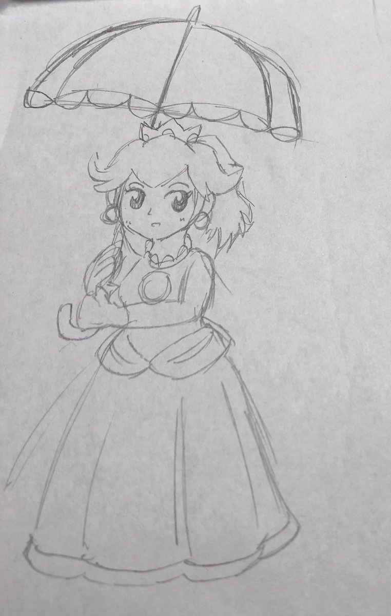 カットし終わった余りに 描いてたピーチ姫の落書き ふろのイラスト
