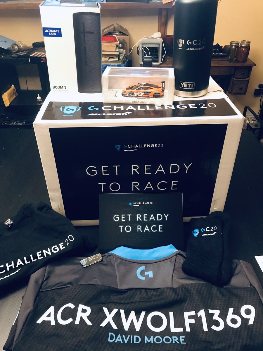 xwolf1369's tweet photo. Thank you @LogitechG for the amazing package today.  Can’t wait for December 5th to complete in the 2020 Logitech G Challenge North America versus some amazing drivers!  #wincleanorlosetrying https://t.co/rPs0pqOlZW