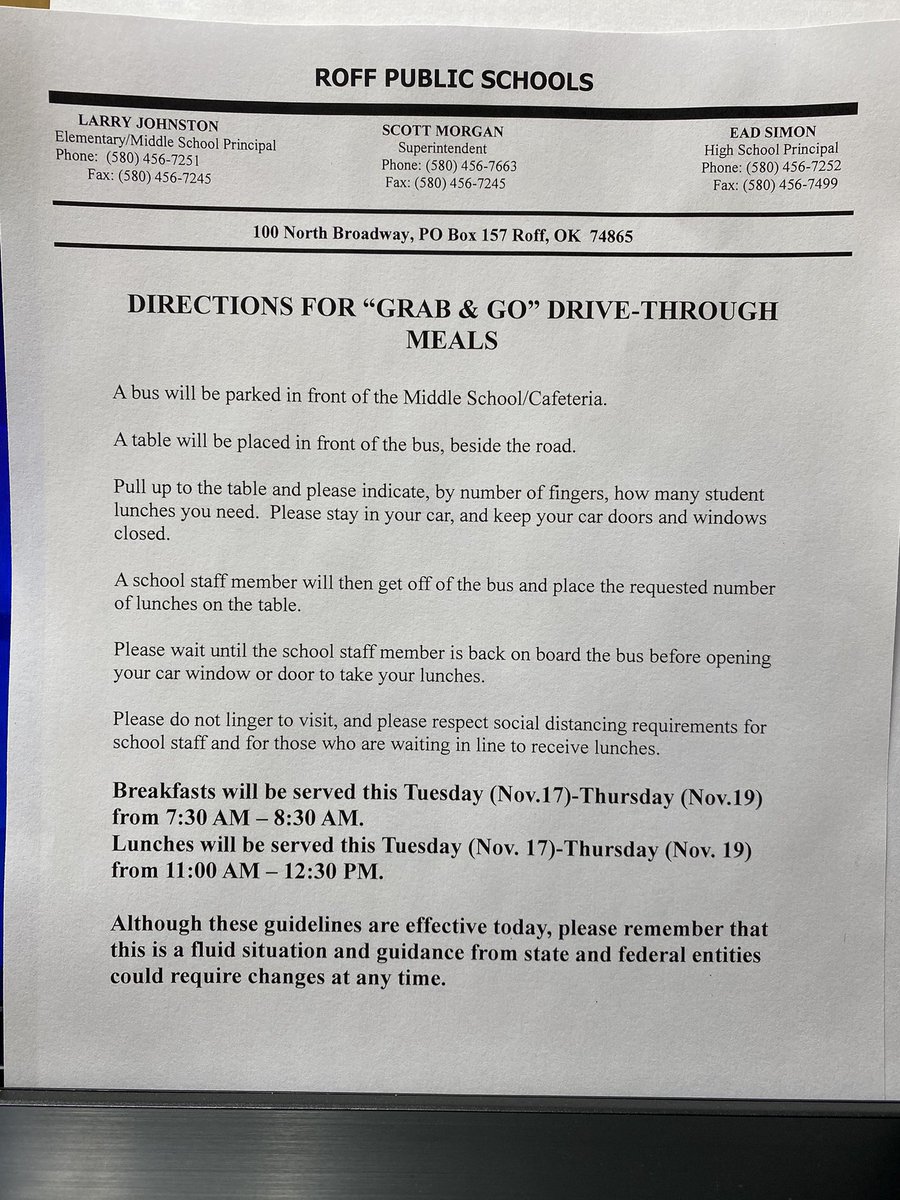 Grab and Go meal information