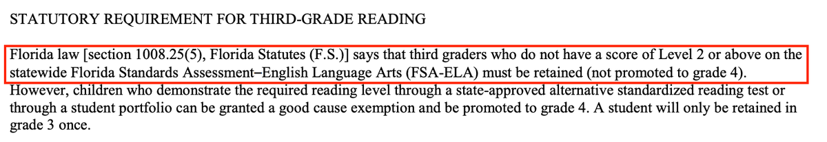 Florida also requires passing a test to get promoted from 3rd to 4th grade.