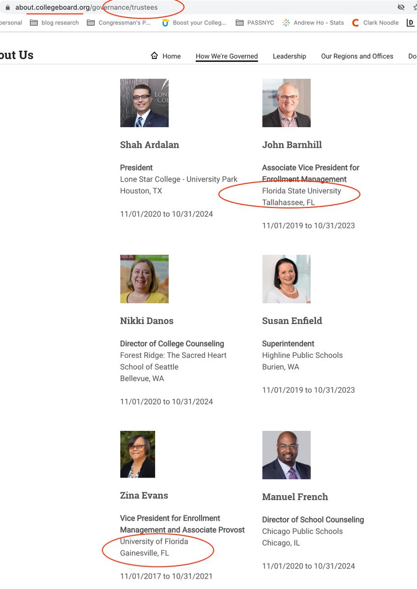 and for background and context there are 2 Florida University folks are on the CB board of trustees.