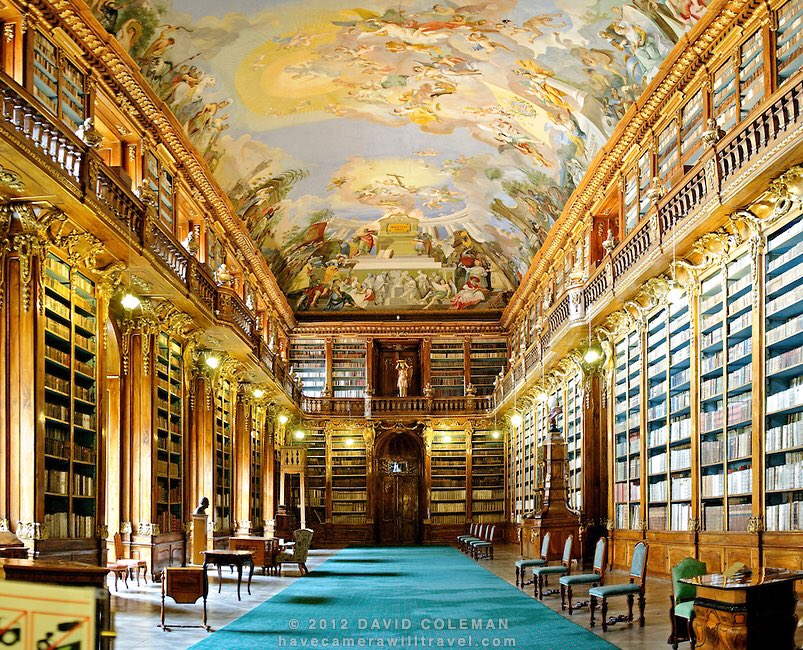 jiribr's tweet photo. @HMAArnold @Cambridge_Uni And here is another book-background for your online meetings;-), from Prague. #Strahovlibrary by David Coleman. https://t.co/XpVsMpikU5
