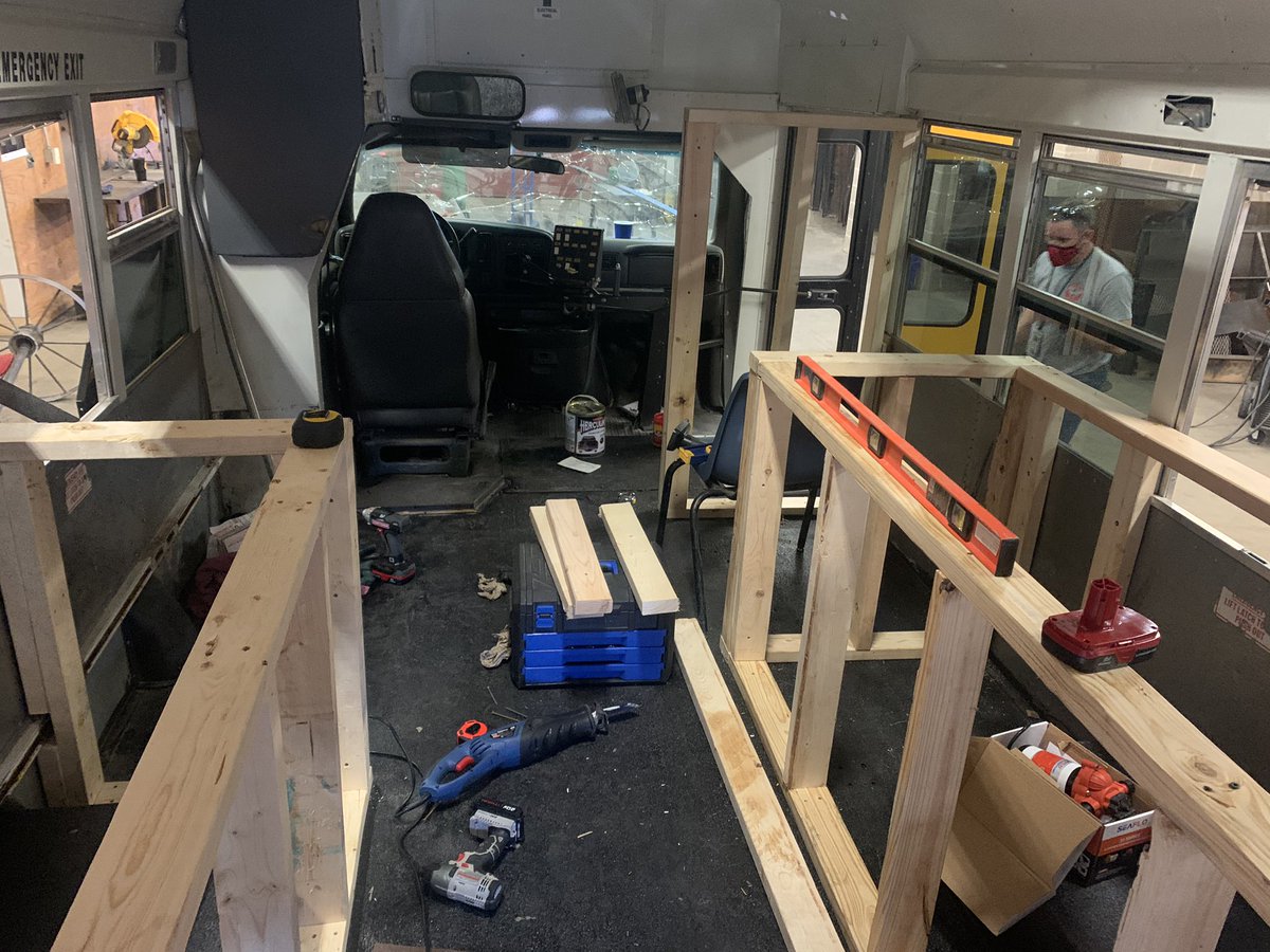 jwgiesen's tweet photo. School Yard Dogs bus project is making progress.  This project is to help our Special Ed program to be able to supply employment options to those students after graduation Look for School Yard Dogs around the Wimberley community soon! #whstexanpride https://t.co/BNnCwq5bob