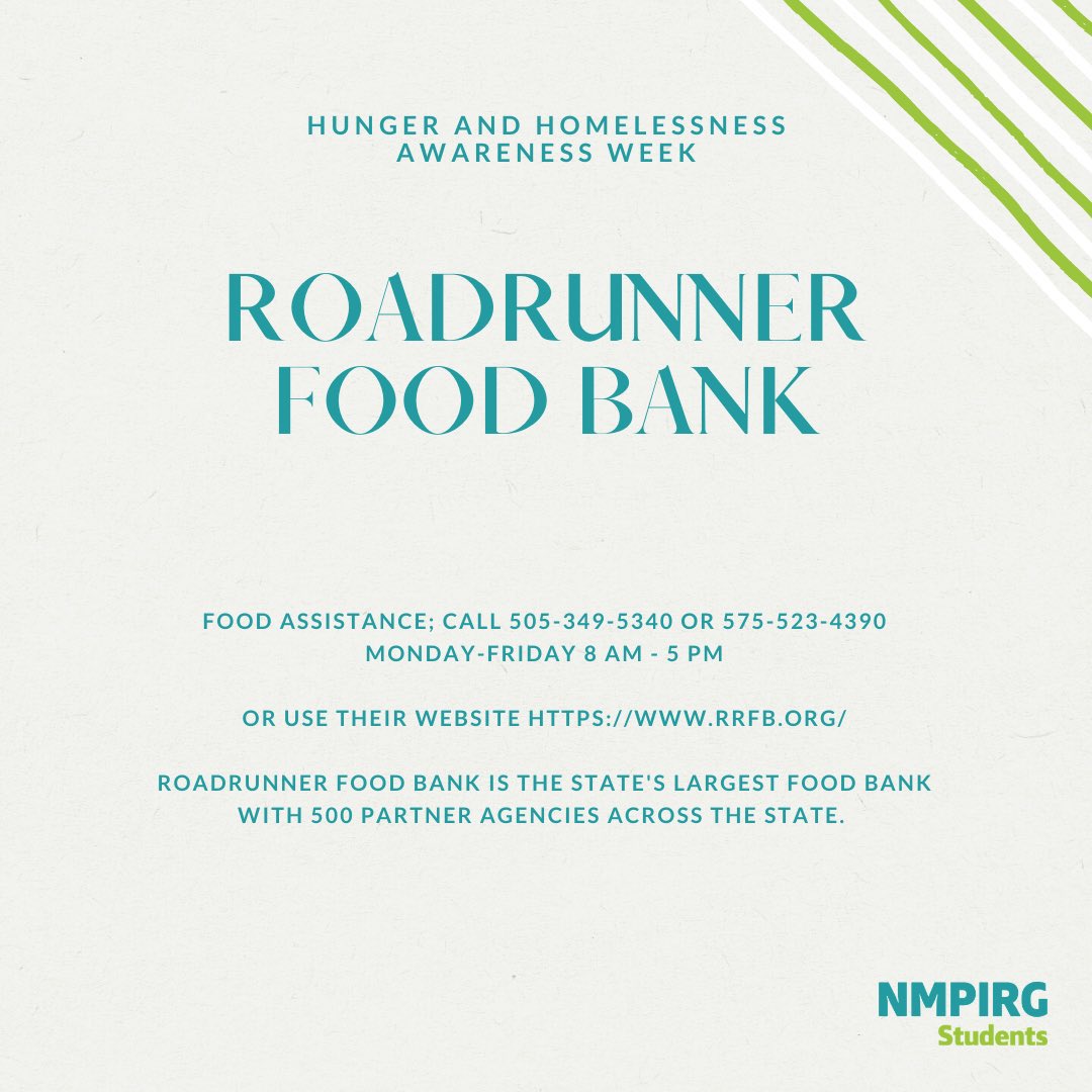 nmsuata's tweet photo. It’s Hunger and Homelessness Awareness week, Aggies! If you can, please go out and help these two organizations help end these! https://t.co/4Z2w1xMUli