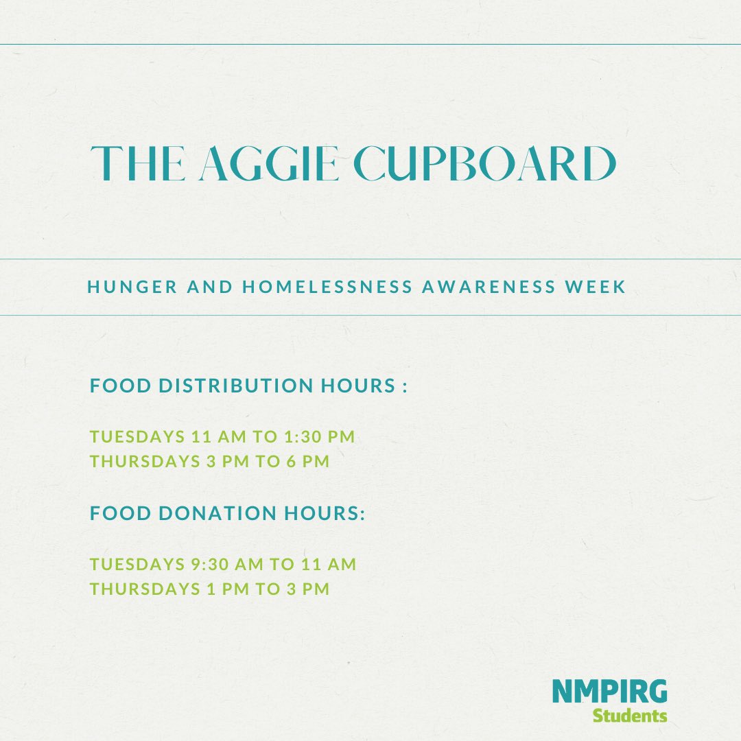 It’s Hunger and Homelessness Awareness week, Aggies! If you can, please go out and help these two organizations help end these!