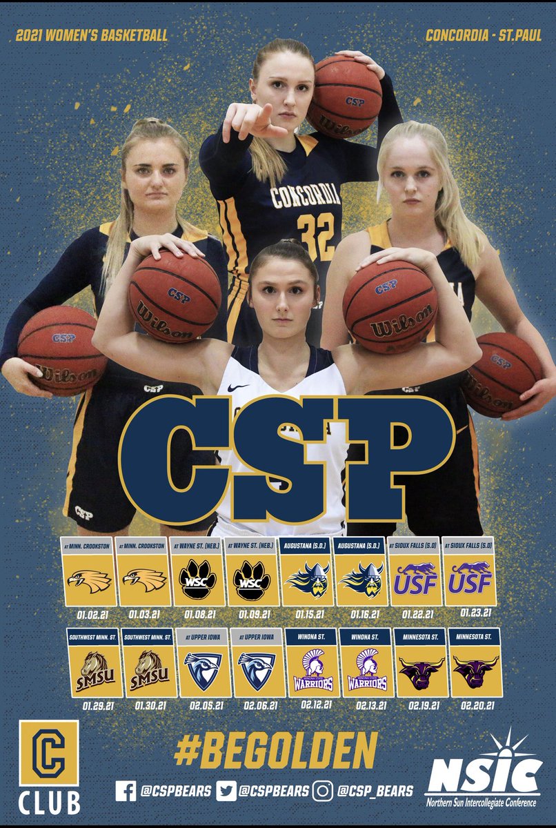 CSPBearsWBB's tweet photo. 2021 Season Schedule Released! 

Mark your calendars and come support CSP women’s basketball! #BeGolden #CSPfam https://t.co/vodP0Zs6lQ