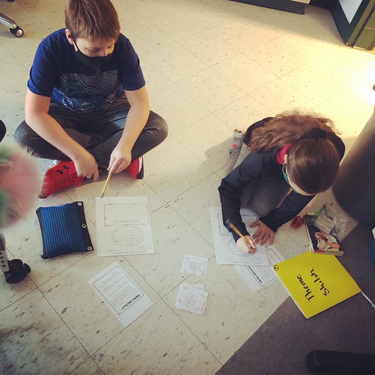 BCSDBabs's tweet photo. Groups worked together to determine &amp; sort themes present in their book club books, then supported chosen themes with text evidence. #bookclubdiscussion @brewsterschools https://t.co/DDQxVJRAUJ