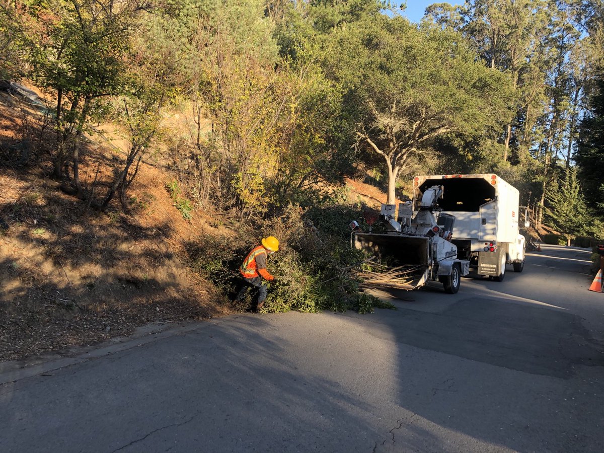 Thanks to Marin County residents for passing Measure C. Thanks also to FIRESafe MARIN for organizing chipper days and MWPA for funding. Many neighbors worked over the weekend preparing for the chipper that arrived today.