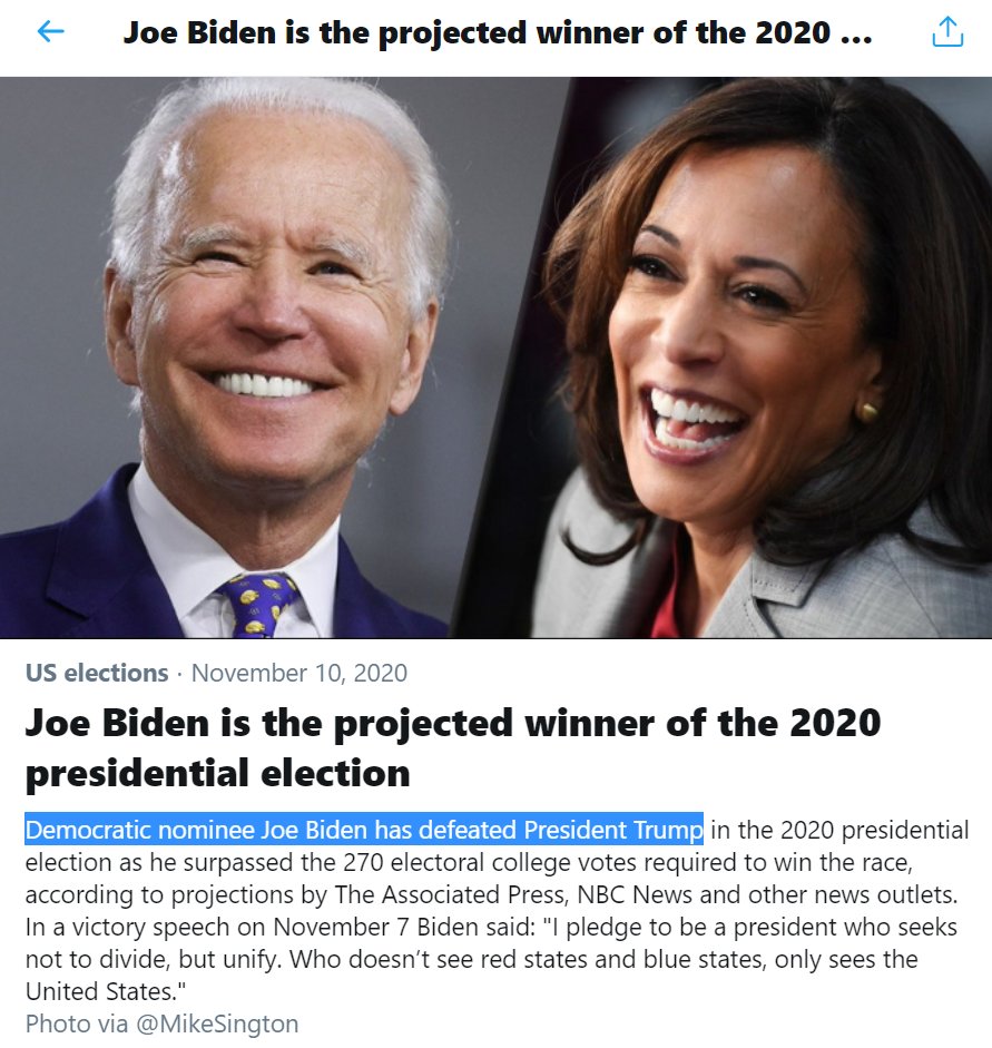 I ask, because when you click on Twitter's claim about "official sources", it goes to this item that claims Biden won. But it doesn't cite anything "official", just projections by the AP and NBC.