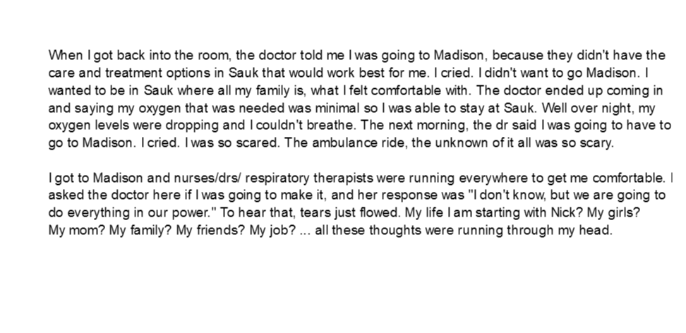 Thank you to Cassaundra for sharing your story. Cassaundra is a 29 year-old Dane Co. resident who had no underlying health conditions when she was diagnosed with COVID-19 last month. Here's what she shared from the hospital... (thread)
