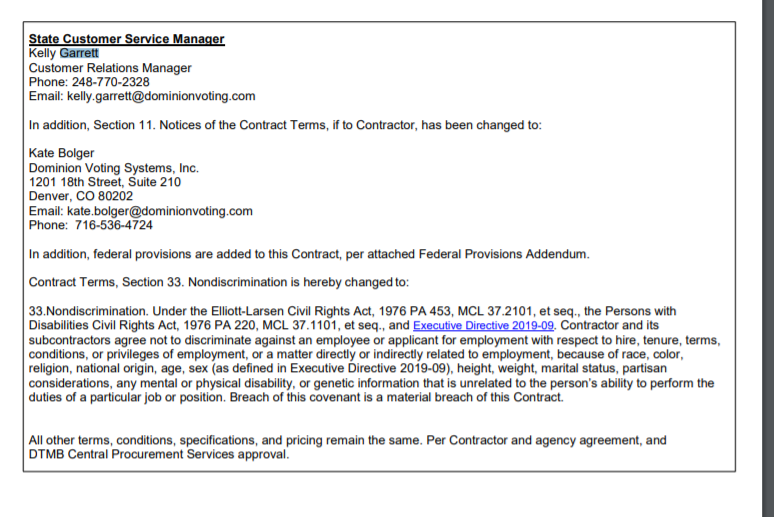 Here are the images of the contract between Dominion and the State of Michigan which Ms. Garrett helped executed. $25 million.