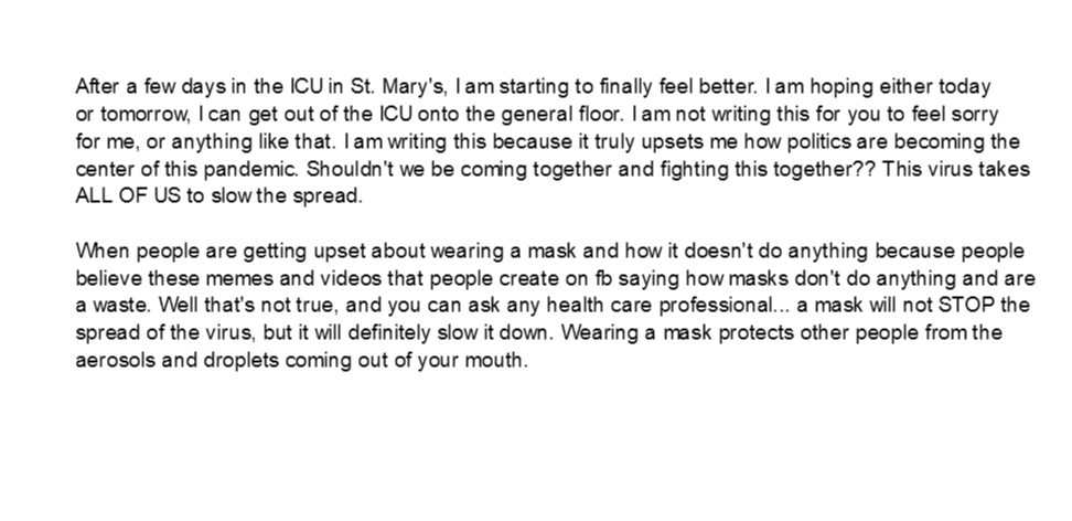 Thank you to Cassaundra for sharing your story. Cassaundra is a 29 year-old Dane Co. resident who had no underlying health conditions when she was diagnosed with COVID-19 last month. Here's what she shared from the hospital... (thread)