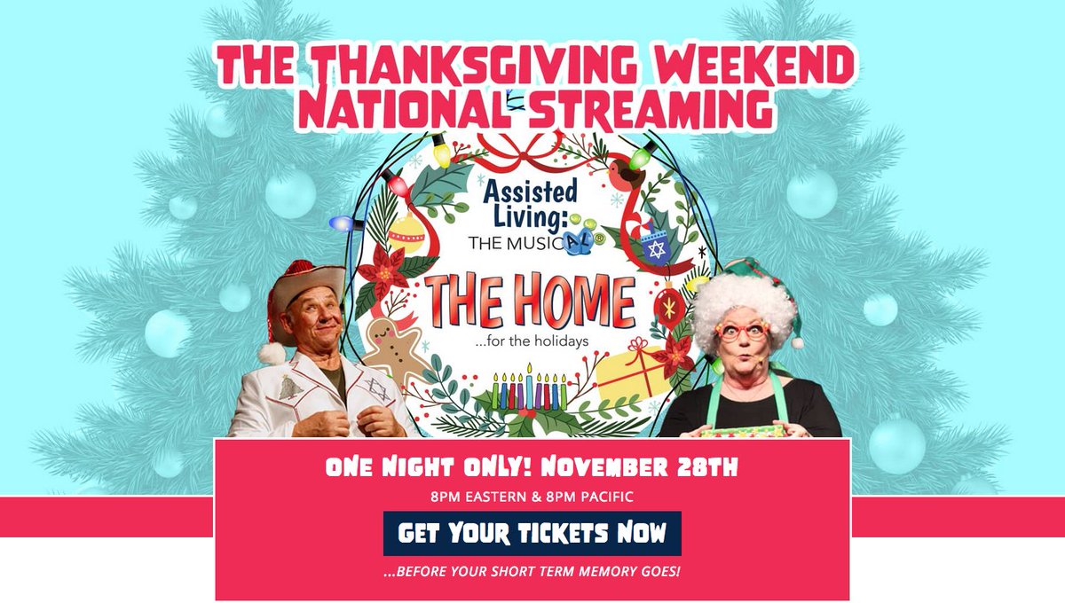 jeremyfgoodman's tweet photo. Check out The Thanksgiving Weekend National Streaming of our show Assisted Living the Musical's "THE HOME...for the holidays" on Broadway on Demand:
Info: https://t.co/jCpuTHlrB2
Tickets: https://t.co/1C2qNdiCss
#NYUAlumni #ForeverViolet #theatre #music #Thanksgiving2020 https://t.co/WlCflkPn9u
