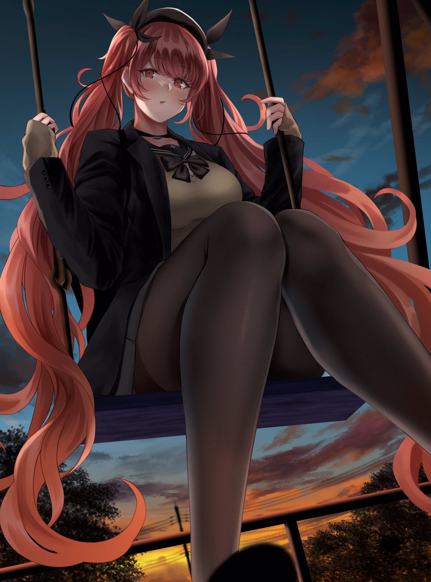 アズレン 夕焼けブランコ アズールレーン ホノルル 沼黒のイラスト