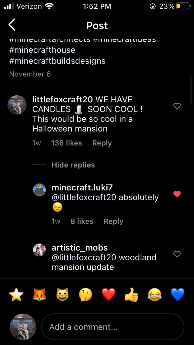 LittleFoxCraft's tweet image. I have never had that many likes on a comment before 😸.

#instagram #Minecraft #minecraftupdates #comments