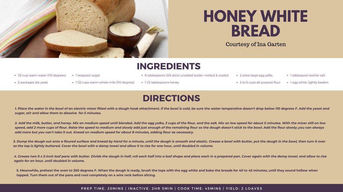 Studio1Detroit's tweet photo. #Happynationalhomemadebreadday! Here is one of our favorite bread recipes from @inagarten ! Post your favorite bread recipes or pics of your homemade creations so we can share them! https://t.co/WLmllBD3pe