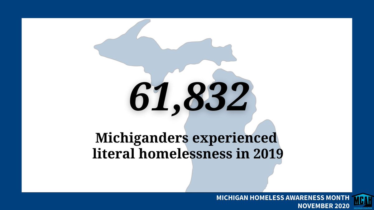 mihomeless's tweet photo. In 2019, 61,832 Michiganders experienced homelessness.
This was before a global pandemic created more housing instability and strained resources even further in 2020. If we are to #EndMIHomelessness, we need to empower our communities with smart, proven solutions. #HAM2020 https://t.co/aLTXlOcOz2