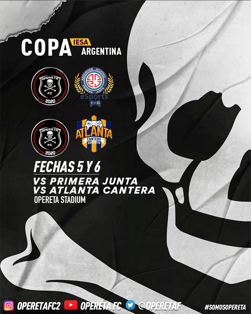 -Está noche se juegan las fecha 5 y 6 de copa Argentina. Frente a dos rivales que van a dar pelea. 
La afición espera con ansias los 
6 puntos esta noche.
🎶Opereta vos sos mi pasión, vos sos mi locuuu-uura!!🎶

#SomosOpereta
