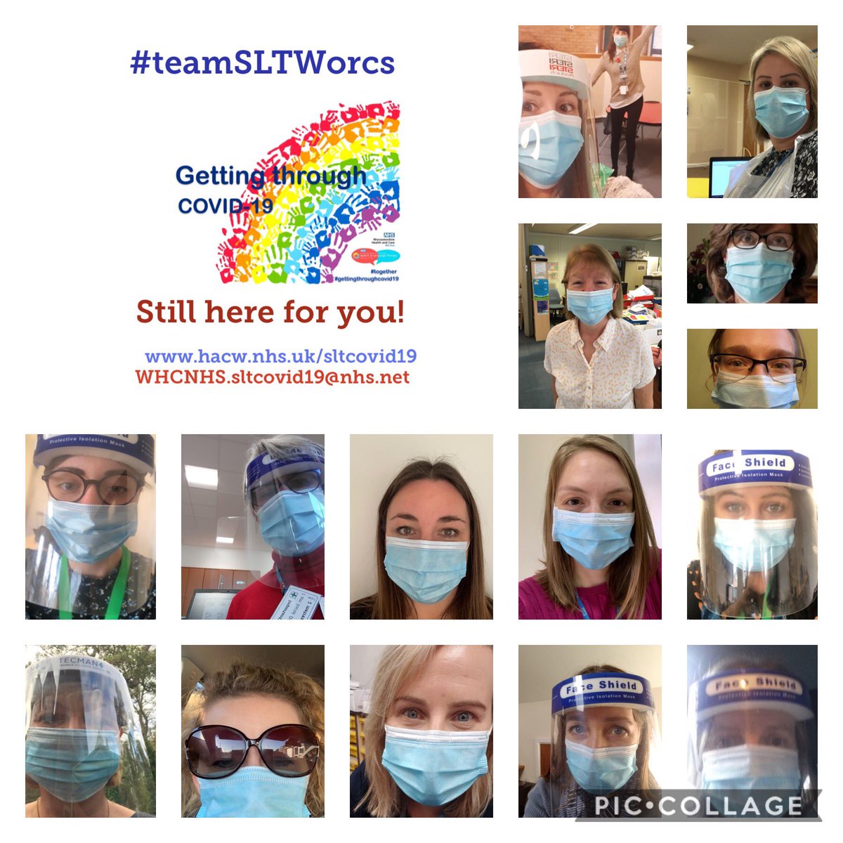 SLT_Worcs's tweet photo. Week 2 of lockdown ... we are still here for you ππΌππ #stillopenforbusiness #morefaces
#teamSLTWorcs #teamNHS #nhselfie #gettingthroughcovid19 #together
@sar_smith @MegD121 @vixthespeechie @fionatotney @RosPow1 @HMcCone_SLT @dharford79 @JacquiWoodcock @RCSLT @BetterCommCIC https://t.co/RajnQU0zSE