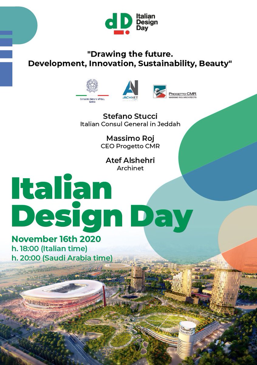 ItalyinJeddah's tweet photo. Tonight we rocked with our Design Ambassador Massimo Roj and with Atef AlShehri and our friends at Archinet for the Italian Design Day in Jeddah. Amazing presentation and inspiring conversation #italiandesignday2020
#progettocmr #archinet https://t.co/jR4FQVQfQL