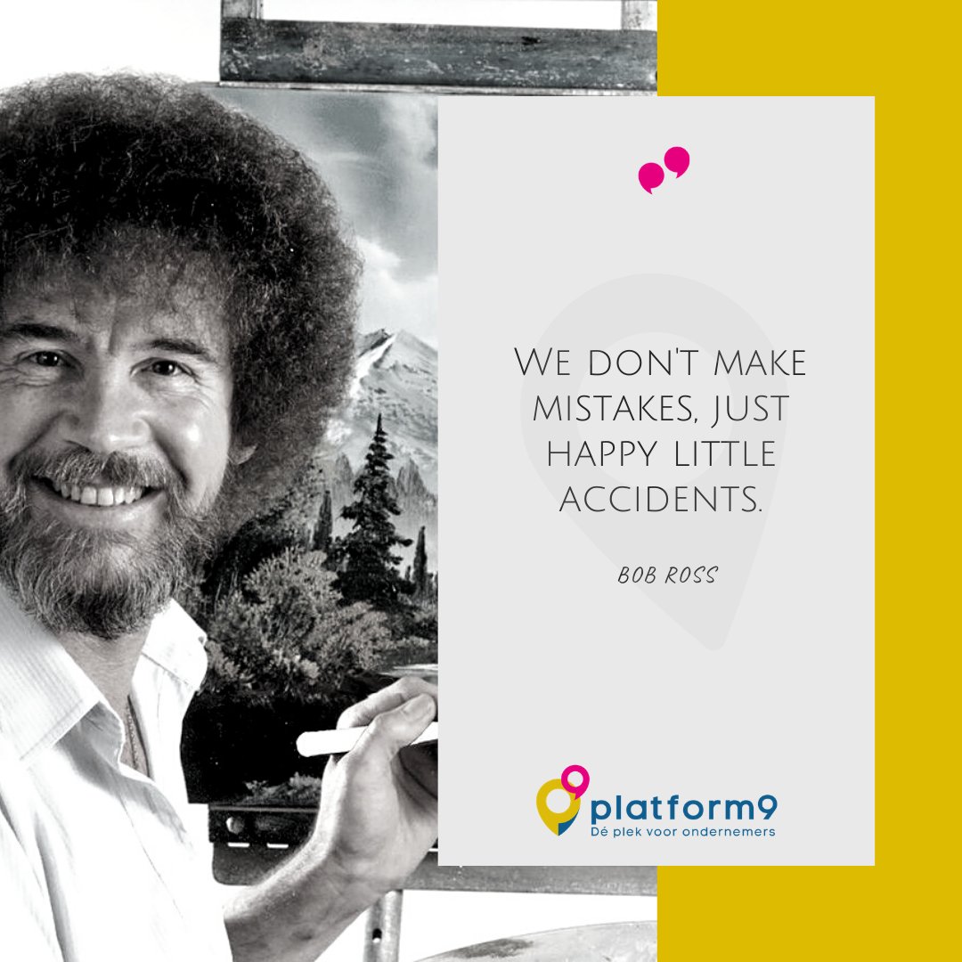 Platformnegen's tweet photo. ❝ 𝗪𝗲 𝗱𝗼𝗻'𝘁 𝗺𝗮𝗸𝗲 𝗺𝗶𝘀𝘁𝗮𝗸𝗲𝘀, 𝗷𝘂𝘀𝘁 𝗵𝗮𝗽𝗽𝘆 𝗹𝗶𝘁𝘁𝗹𝗲 𝗮𝗰𝗰𝗶𝗱𝗲𝗻𝘁𝘀❞
Het geheim van het succes van Bob Ross? Wij denken dat het te maken heeft met eigenheid, je hart volgen en plezier hebben in je werk #happylittleaccidents https://t.co/oQjFedFlkV https://t.co/JIwfbRKaeo
