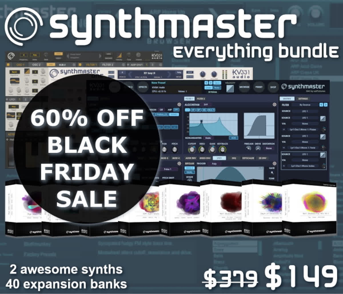 SynthNSoftware's tweet photo. ✅@kv331audio annual 'Black Friday Sale'- until November 30 😎
🔥 GRAB THESE DEALS >>> https://t.co/1tOyk2SlDI
#synthmasterplayer #synth #software #softsynth #synthandsoftware #blackfriday #deals https://t.co/6WWgd08vMy