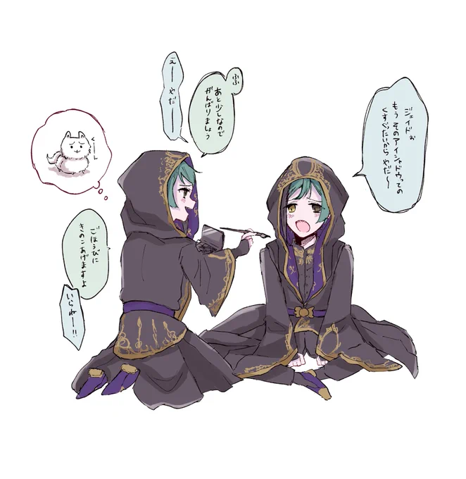 ジェ🐬がフロ🦈に化粧してあげてる 