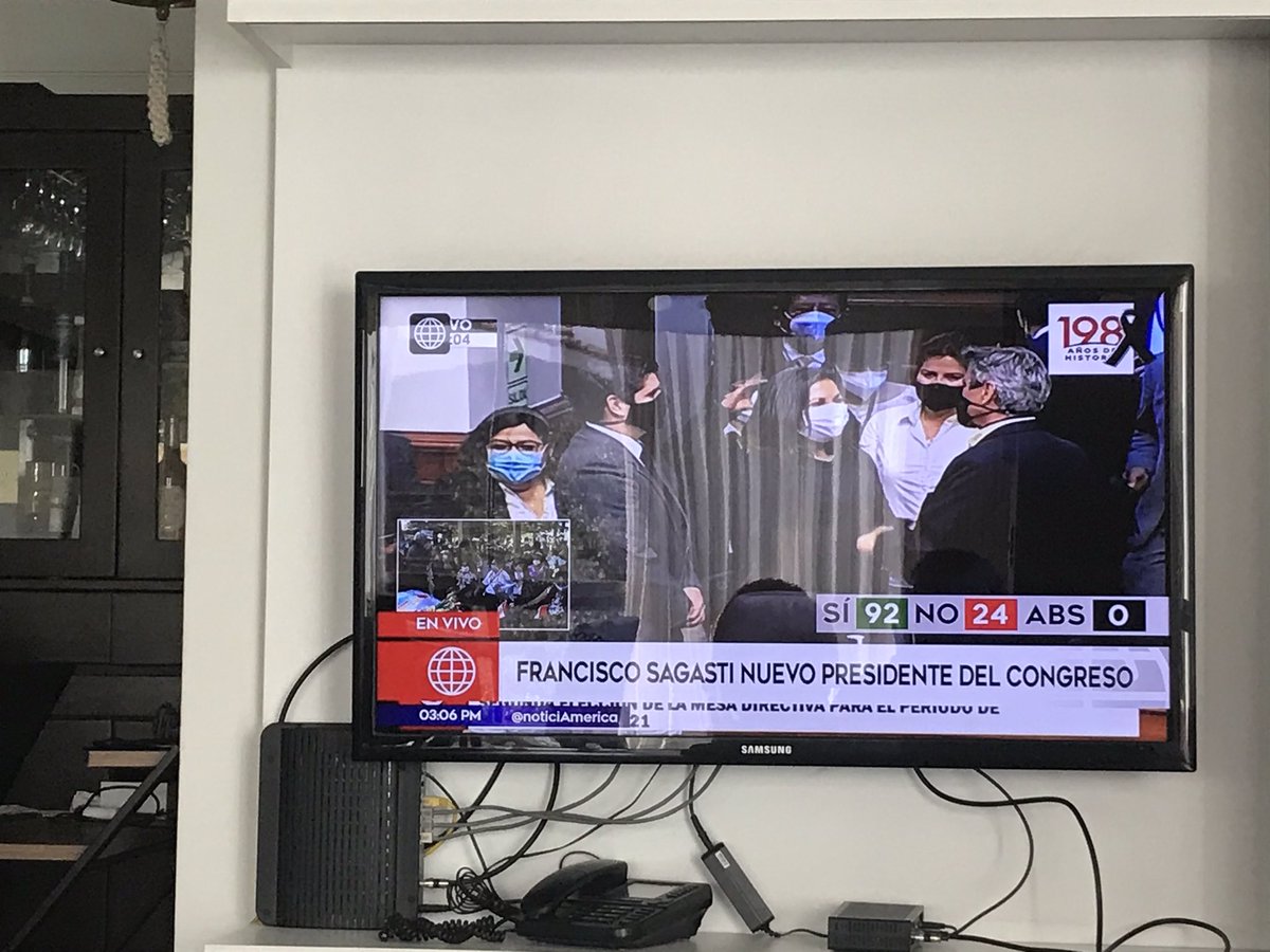 with 92 votes in favor and 24 against, Francisco Sagasti becomes the new president of the republic of Perú