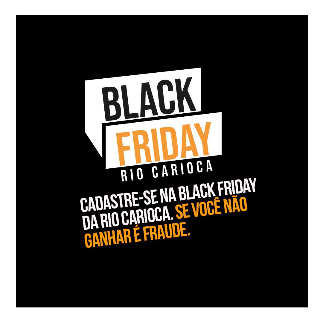 CervaRioCarioca's tweet photo. BLACK FRIDAY CHEGANDO NA LOJA VIRTUAL DA RIO CARIOCA.

Para aproveitar as promoções cadastre-se em nossa newsletter na página https://t.co/MQ3s2zYU0i

No dia 25 de novembro, 48 horas antes, você receberá no e-mail cadastrado um código para usar em nossa Loja em qualquer produto https://t.co/VrvzwBKrV1