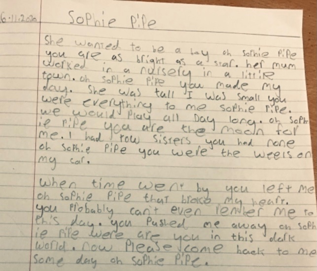 corstorphineps's tweet image. A stunning poem from a P5B pupil, inspired by @JackieKayPoet ’s Brendon Gallacher. Impressive or what?! #JackieKay #ScottishBookWeek #Creativity ✏️💛📚